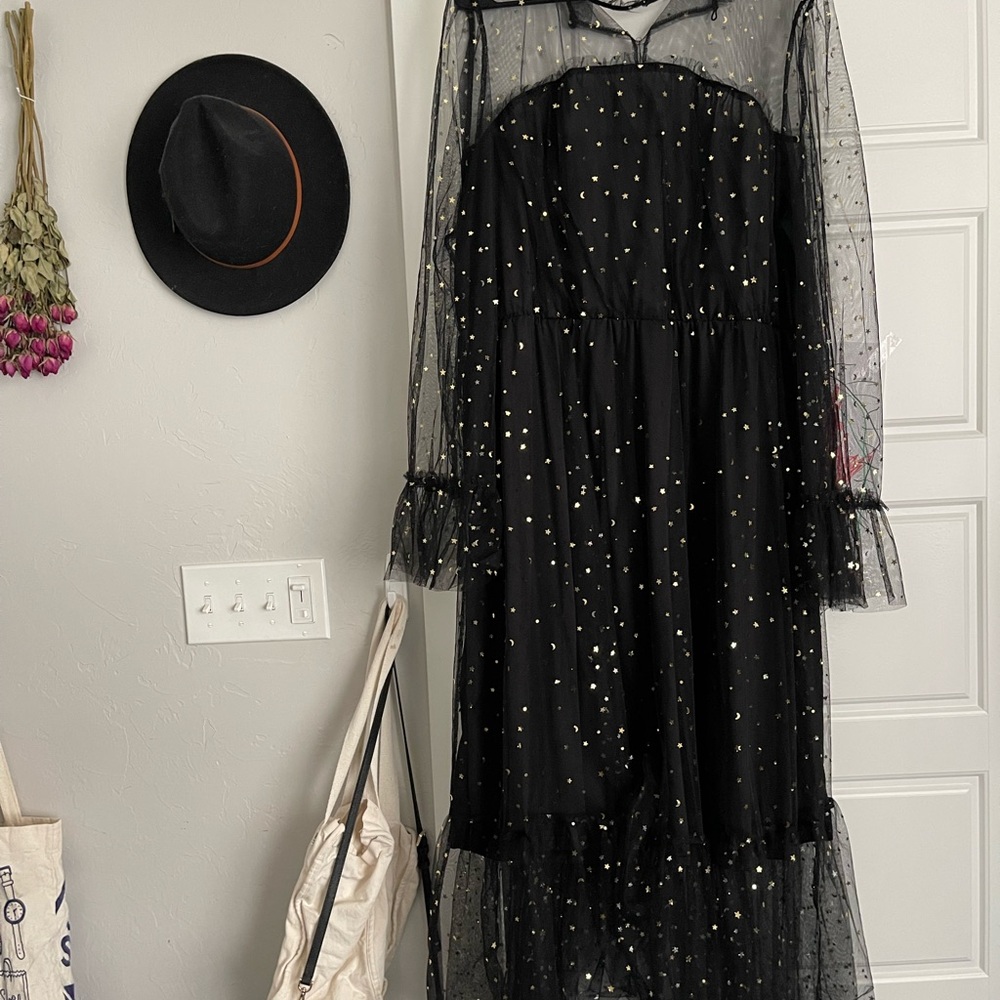 Black Sheer Starry Dress